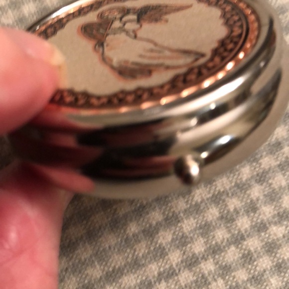 Vintage Round Pill Case 3-Day Stainless Engraved Rose Gold Angel Design - #416 - Picture 11 of 11